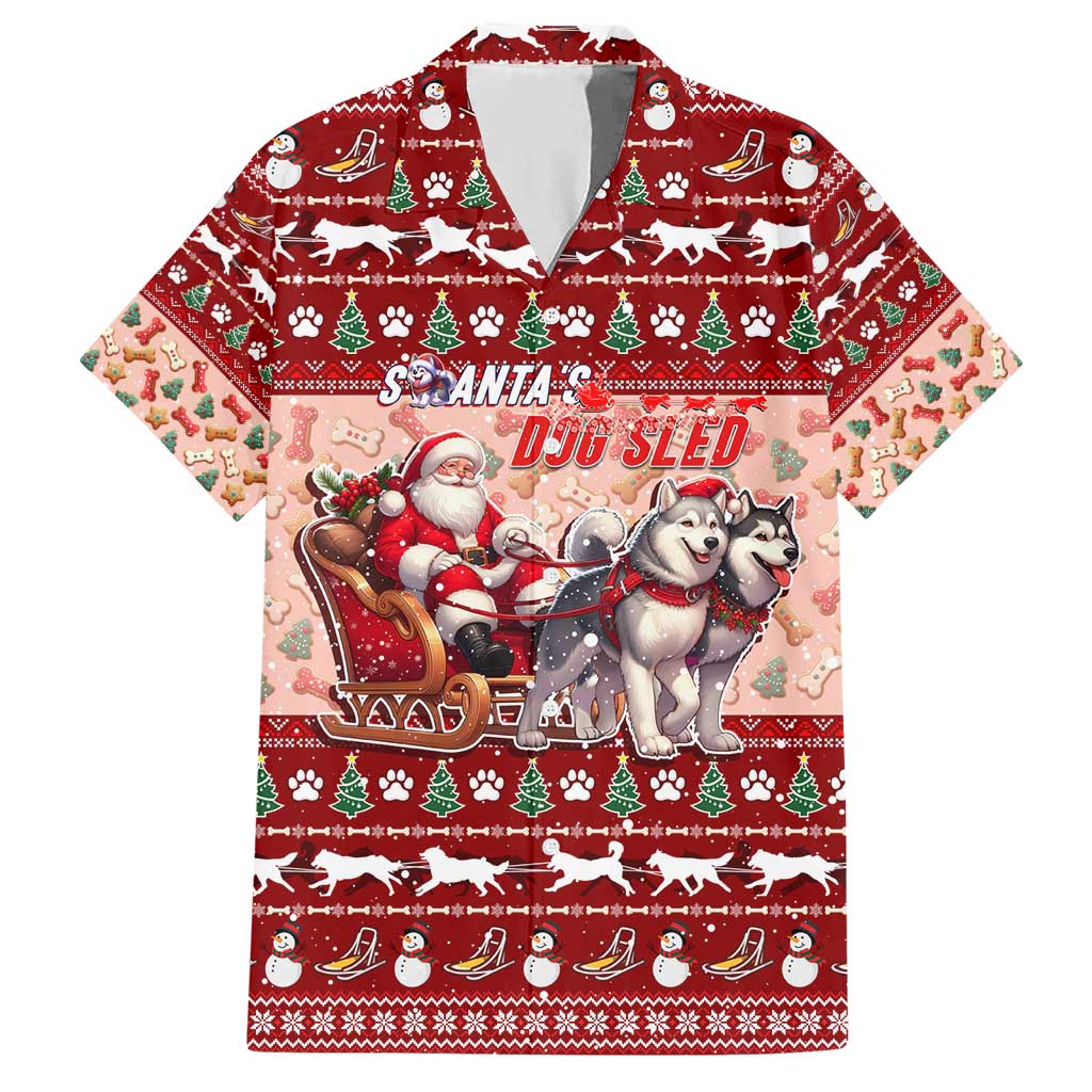 Dog Sled Christmas Hawaiian Shirt Husky Sleigh Ride Design DT02 Red - Polynesian Pride