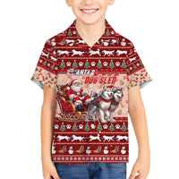 Dog Sled Christmas Kid Hawaiian Shirt Husky Sleigh Ride Design DT02 Kid Red - Polynesian Pride