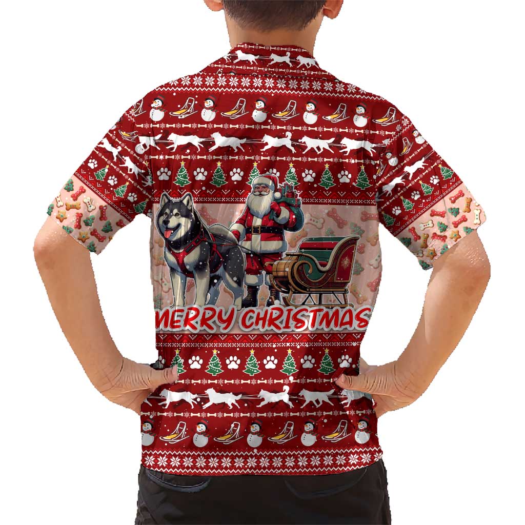Dog Sled Christmas Kid Hawaiian Shirt Husky Sleigh Ride Design DT02 - Polynesian Pride