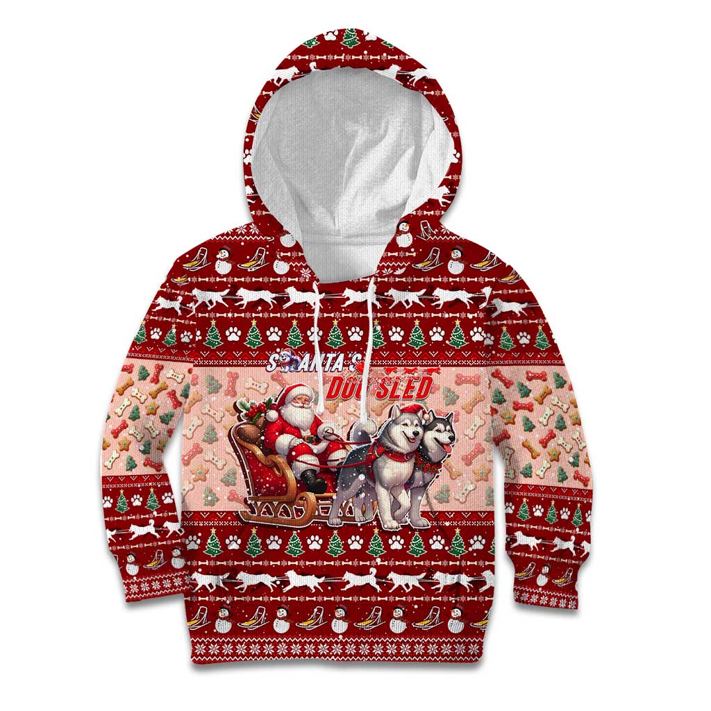 Dog Sled Christmas Kid Hoodie Husky Sleigh Ride Design DT02 Hoodie Red - Polynesian Pride