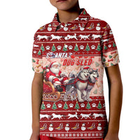 Dog Sled Christmas Kid Polo Shirt Husky Sleigh Ride Design DT02 Kid Red - Polynesian Pride