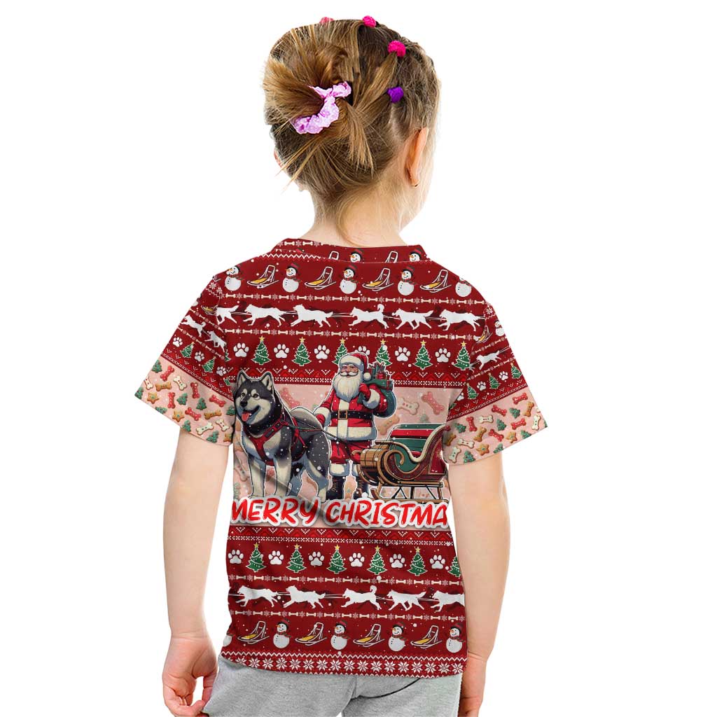 Dog Sled Christmas Kid T Shirt Husky Sleigh Ride Design DT02 - Polynesian Pride