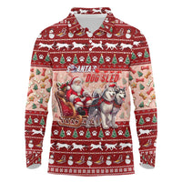 Dog Sled Christmas Long Sleeve Polo Shirt Husky Sleigh Ride Design DT02 Red - Polynesian Pride