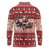 Dog Sled Christmas Long Sleeve Polo Shirt Husky Sleigh Ride Design DT02 - Polynesian Pride