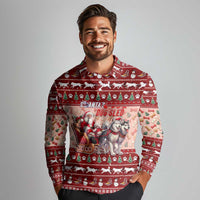 Dog Sled Christmas Long Sleeve Polo Shirt Husky Sleigh Ride Design DT02 - Polynesian Pride