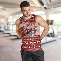 Dog Sled Christmas Men Tank Top Husky Sleigh Ride Design DT02 Red - Polynesian Pride