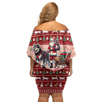 Dog Sled Christmas Off Shoulder Short Dress Husky Sleigh Ride Design DT02 - Polynesian Pride