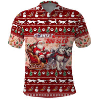 Dog Sled Christmas Polo Shirt Husky Sleigh Ride Design DT02 Red - Polynesian Pride
