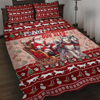 Dog Sled Christmas Quilt Bed Set Husky Sleigh Ride Design DT02 Red - Polynesian Pride