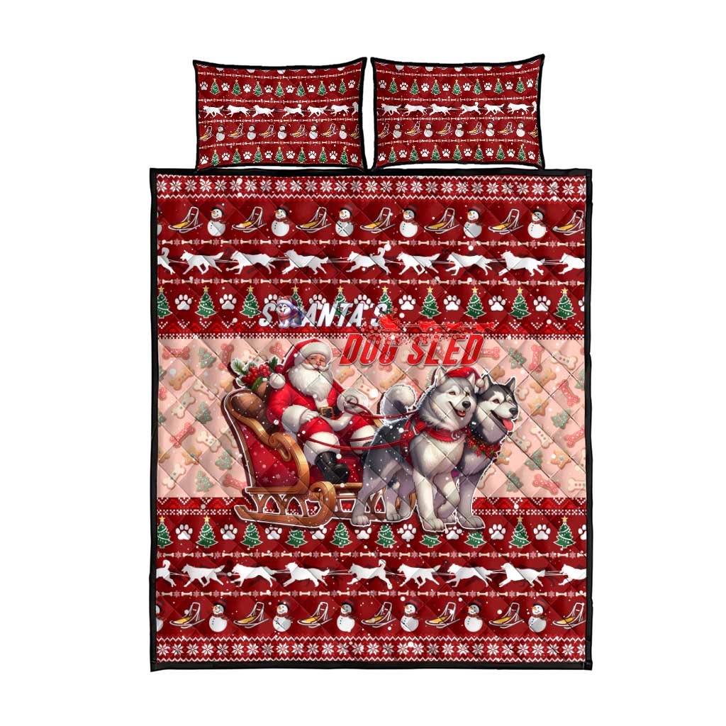 Dog Sled Christmas Quilt Bed Set Husky Sleigh Ride Design DT02 - Polynesian Pride