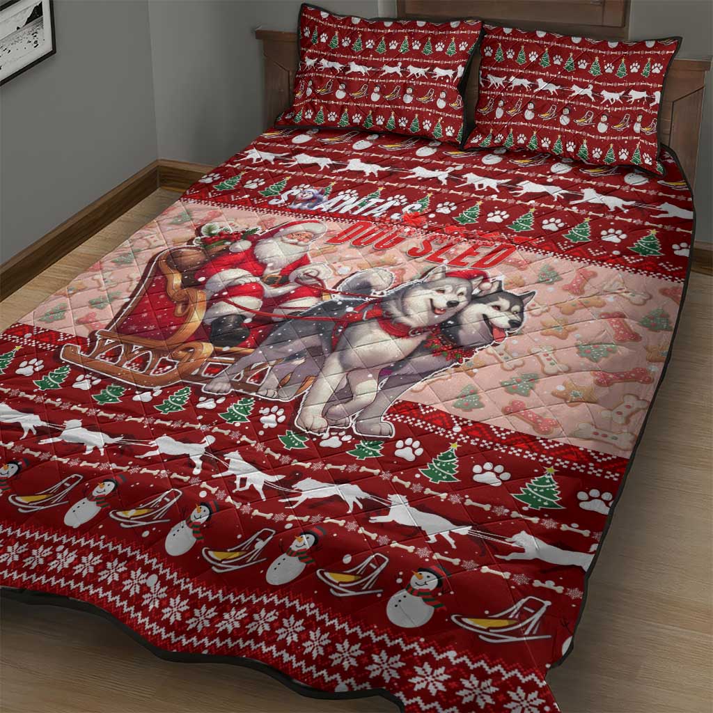 Dog Sled Christmas Quilt Bed Set Husky Sleigh Ride Design DT02 - Polynesian Pride
