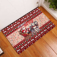 Dog Sled Christmas Rubber Doormat Husky Sleigh Ride Design DT02 - Polynesian Pride