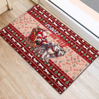 Dog Sled Christmas Rubber Doormat Husky Sleigh Ride Design DT02 - Polynesian Pride