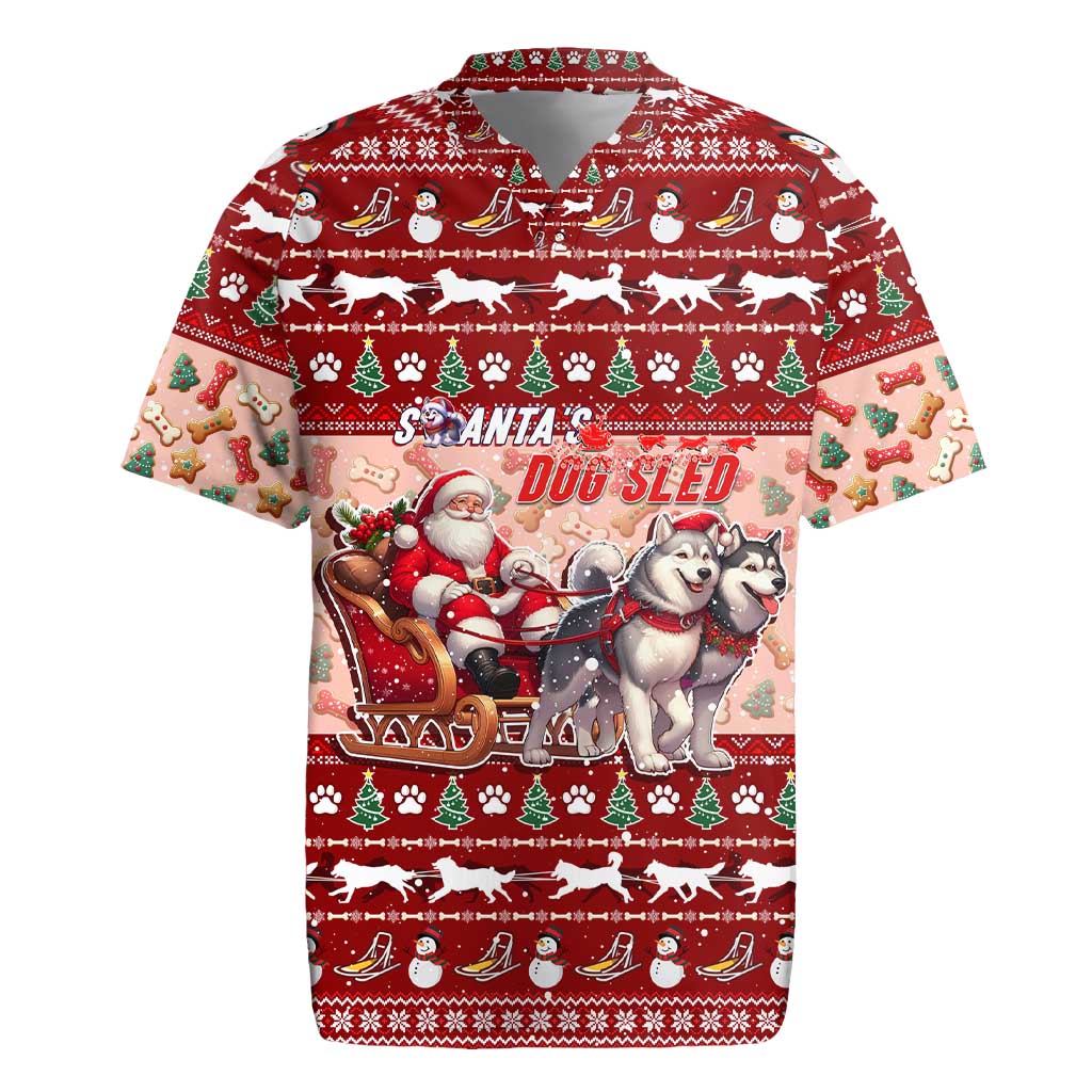Dog Sled Christmas Rugby Jersey Husky Sleigh Ride Design DT02 Red - Polynesian Pride