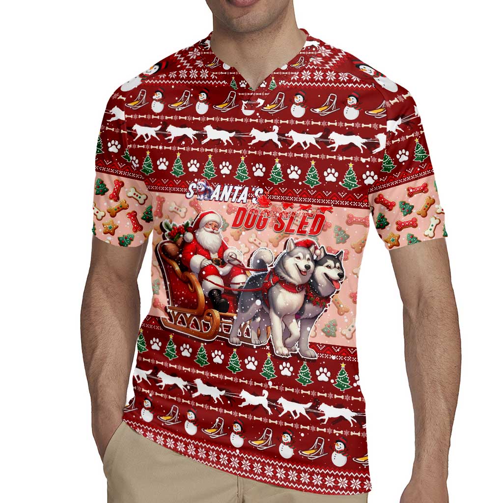 Dog Sled Christmas Rugby Jersey Husky Sleigh Ride Design DT02 - Polynesian Pride