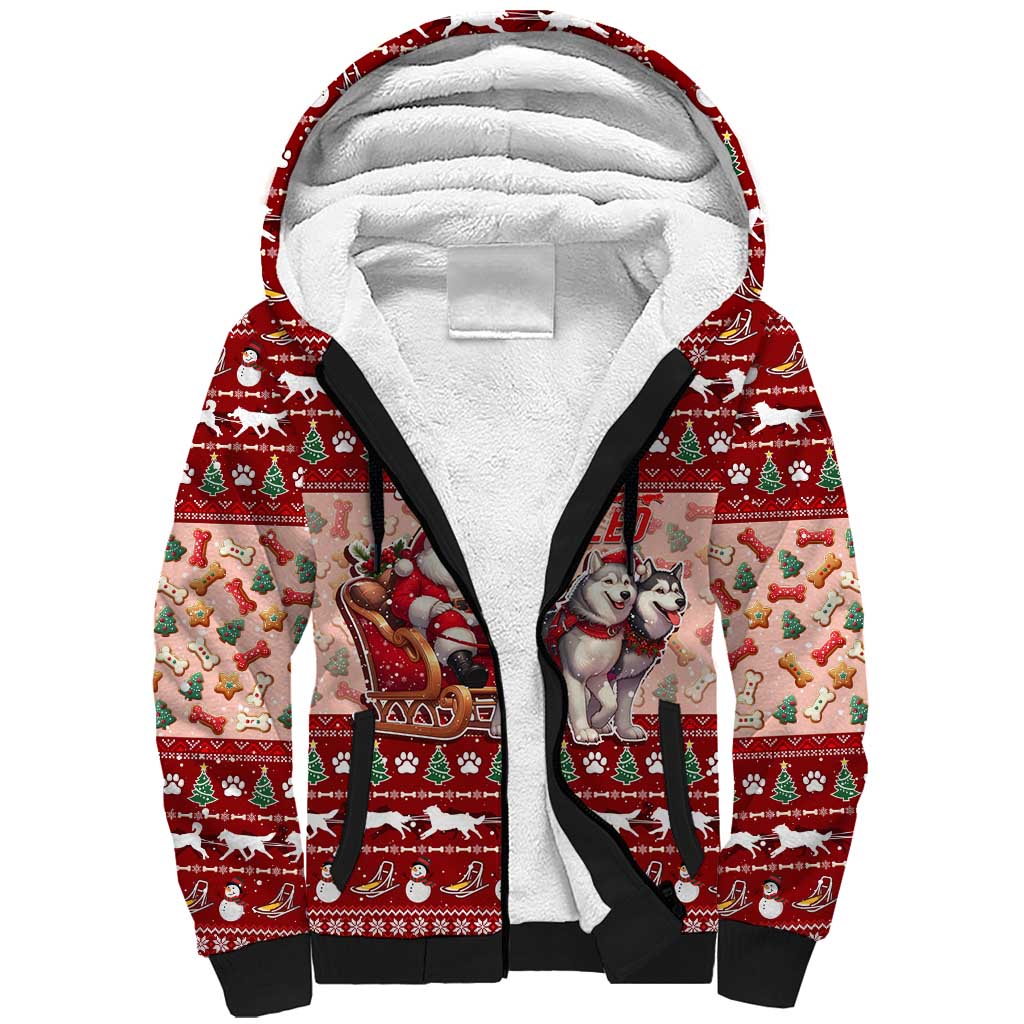 Dog Sled Christmas Sherpa Hoodie Husky Sleigh Ride Design DT02 Unisex Red - Polynesian Pride