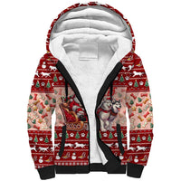 Dog Sled Christmas Sherpa Hoodie Husky Sleigh Ride Design DT02 Unisex Red - Polynesian Pride