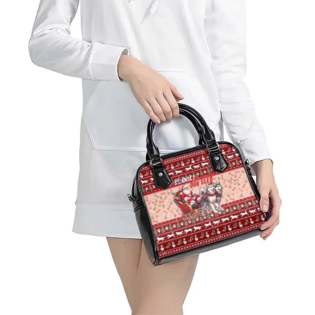 Dog Sled Christmas Shoulder Handbag Husky Sleigh Ride Design DT02 - Polynesian Pride