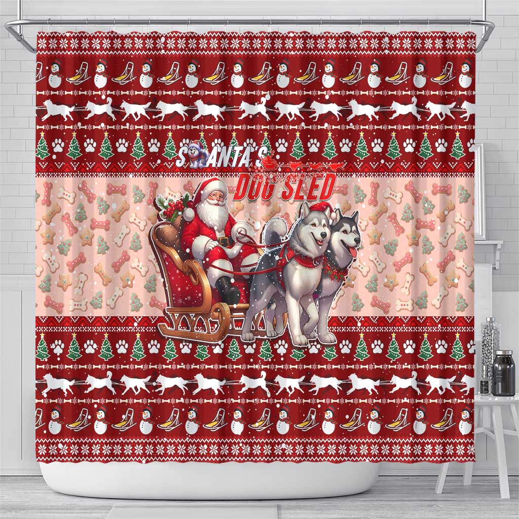 Dog Sled Christmas Shower Curtain Husky Sleigh Ride Design DT02 - Polynesian Pride
