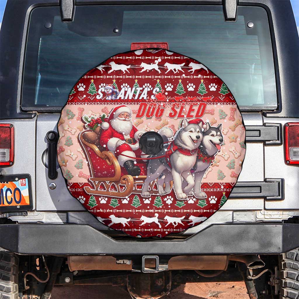 Dog Sled Christmas Spare Tire Cover Husky Sleigh Ride Design DT02 Red - Polynesian Pride