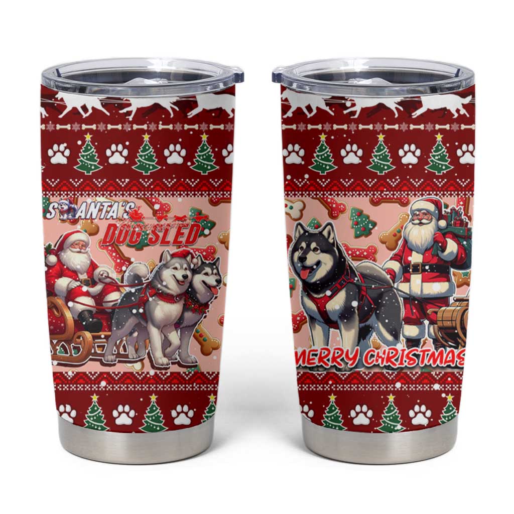 Dog Sled Christmas Tumbler Cup Husky Sleigh Ride Design DT02 Red - Polynesian Pride