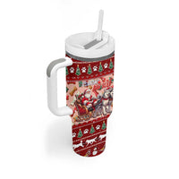 Dog Sled Christmas Tumbler With Handle Husky Sleigh Ride Design DT02 - Polynesian Pride