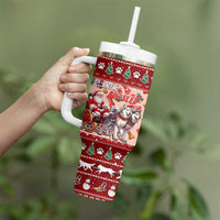 Dog Sled Christmas Tumbler With Handle Husky Sleigh Ride Design DT02 - Polynesian Pride