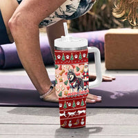 Dog Sled Christmas Tumbler With Handle Husky Sleigh Ride Design DT02 - Polynesian Pride