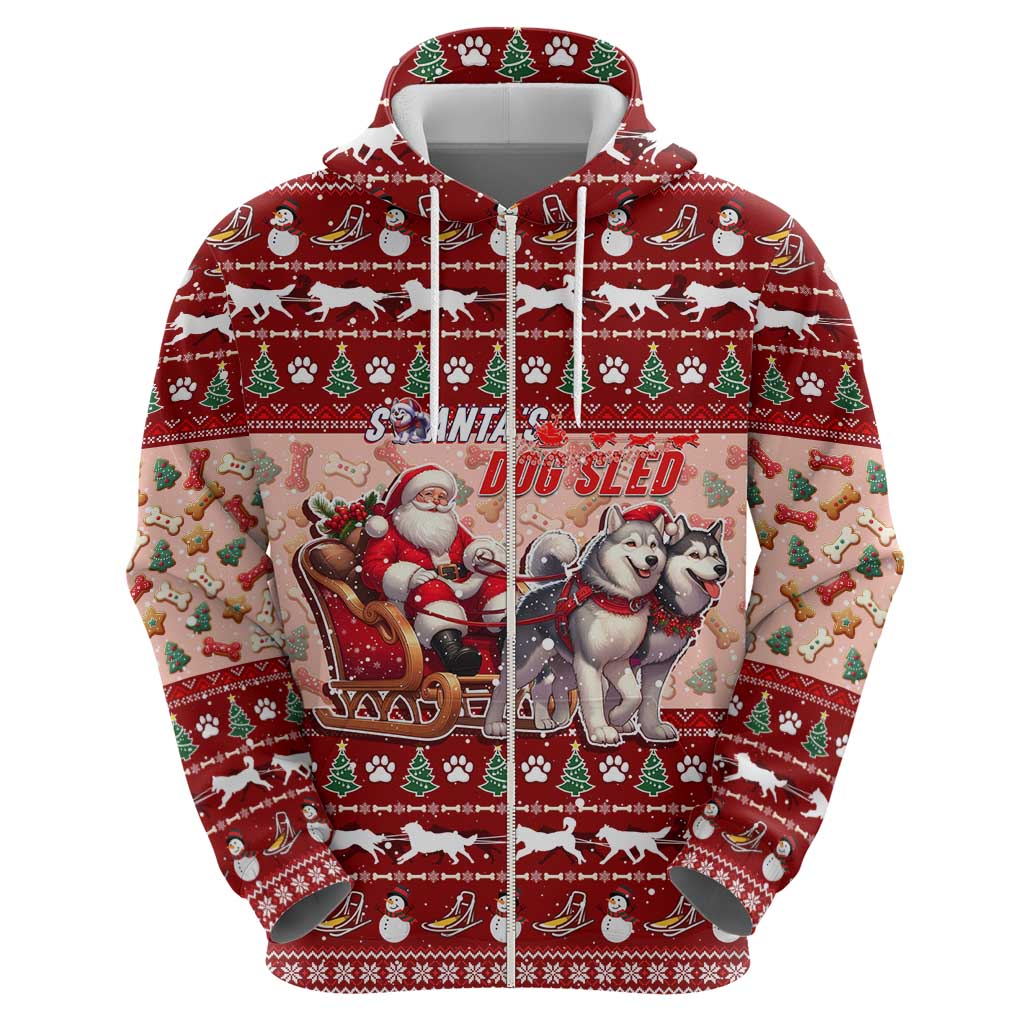 Dog Sled Christmas Zip Hoodie Husky Sleigh Ride Design DT02 - Polynesian Pride