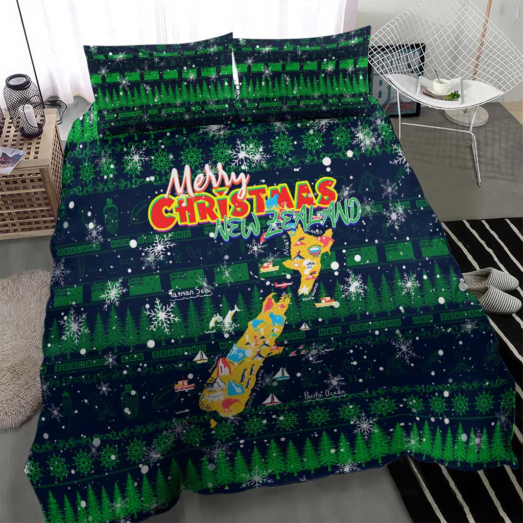 Merry Christmas New Zealand Bedding Set Xmas Travel Map DT02 - Polynesian Pride