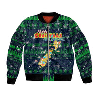 Merry Christmas New Zealand Bomber Jacket Xmas Travel Map DT02 Unisex Blue - Polynesian Pride