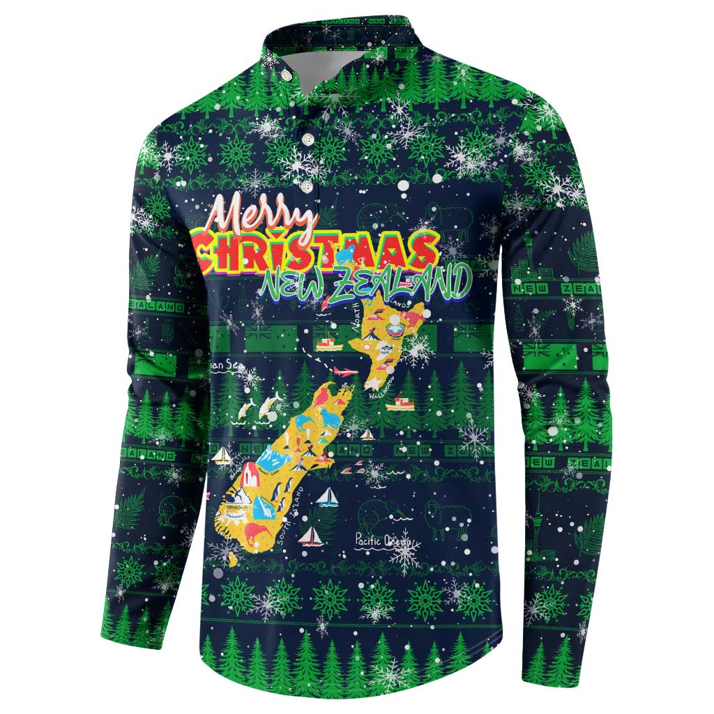 Merry Christmas New Zealand Button Sweatshirt Xmas Travel Map DT02 - Polynesian Pride