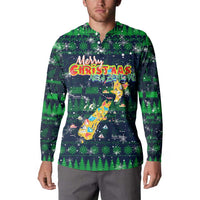 Merry Christmas New Zealand Button Sweatshirt Xmas Travel Map DT02 - Polynesian Pride