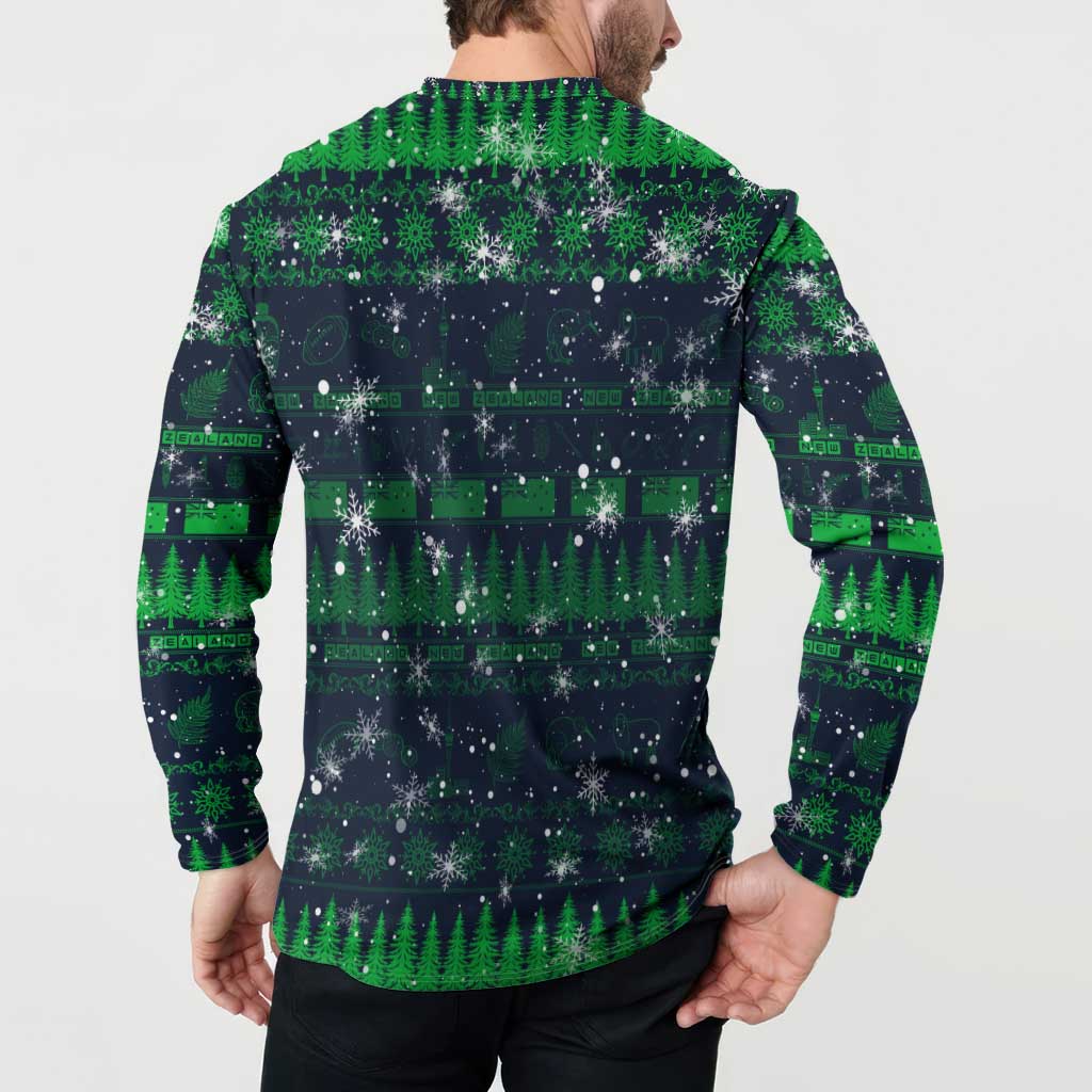 Merry Christmas New Zealand Button Sweatshirt Xmas Travel Map DT02 - Polynesian Pride