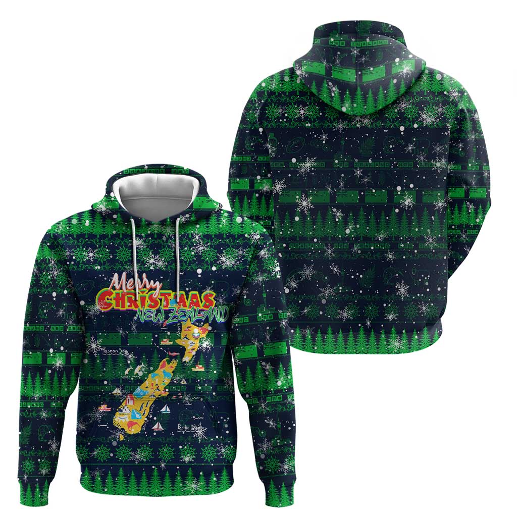 Merry Christmas New Zealand Hoodie Xmas Travel Map DT02 - Polynesian Pride