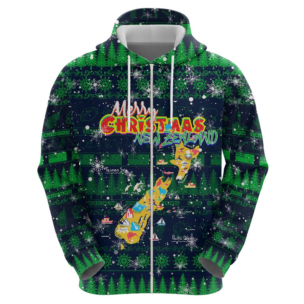 Merry Christmas New Zealand Hoodie Xmas Travel Map DT02 - Polynesian Pride
