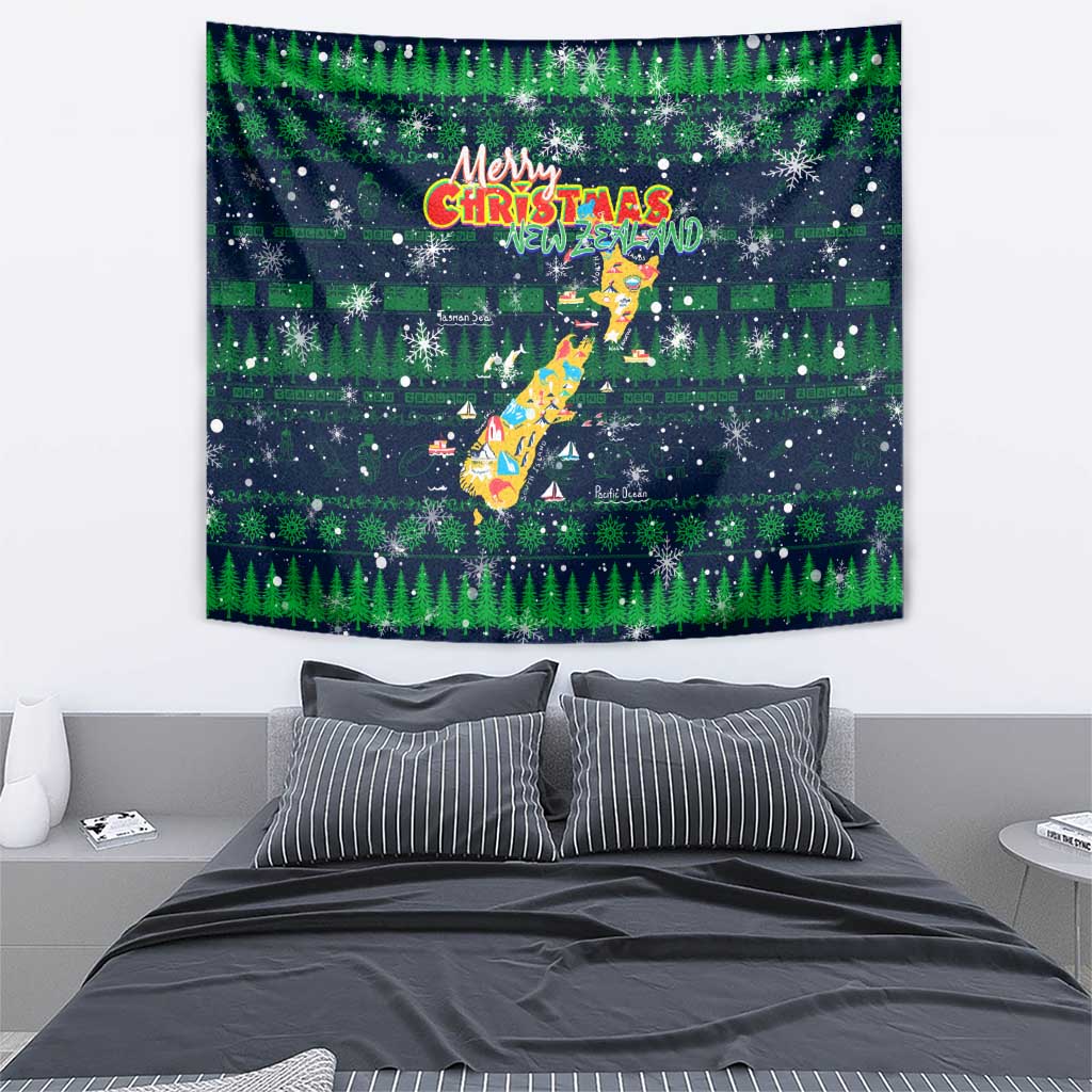 Merry Christmas New Zealand Tapestry Xmas Travel Map DT02 - Polynesian Pride