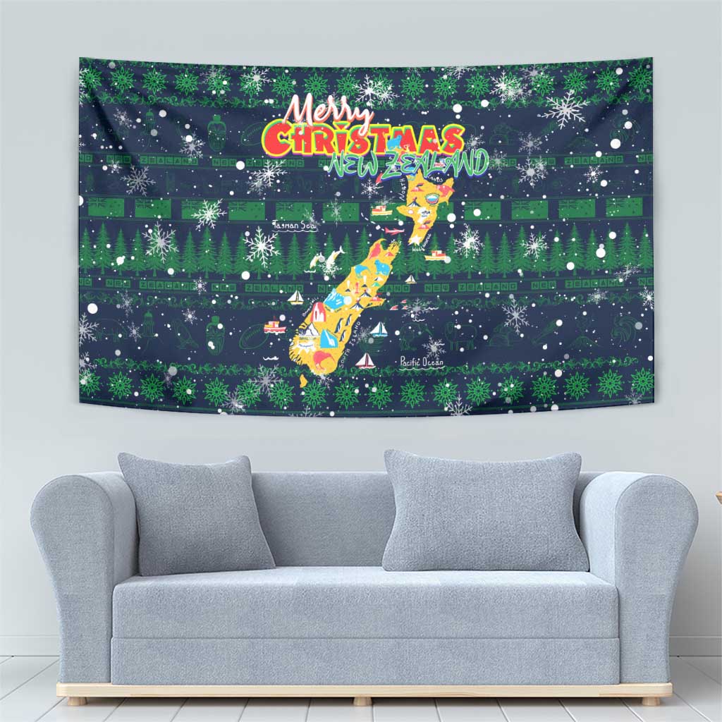 Merry Christmas New Zealand Tapestry Xmas Travel Map DT02 - Polynesian Pride