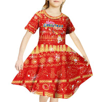 Merry Christmas Hawaii Kid Short Sleeve Dress Xmas Travel Map DT02 - Polynesian Pride