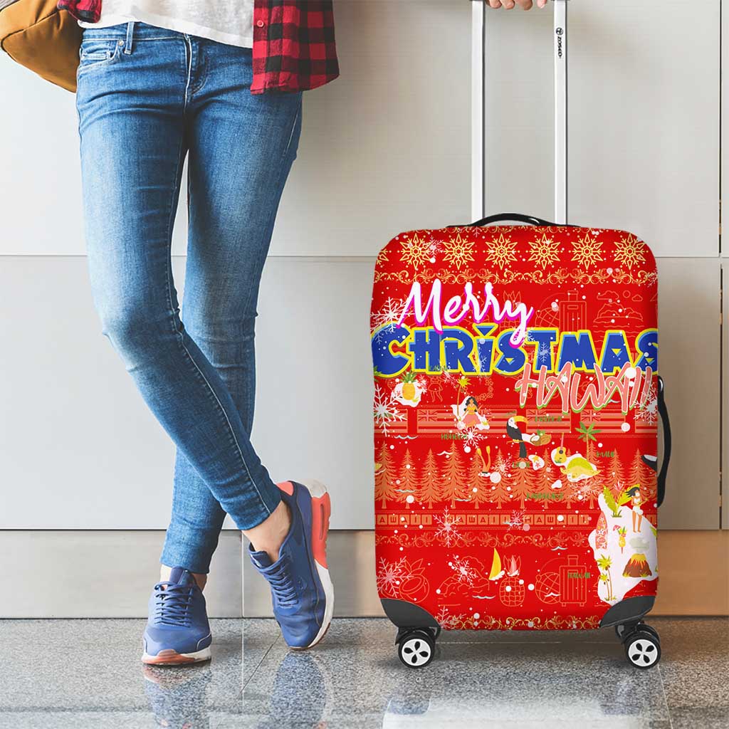 Merry Christmas Hawaii Luggage Cover Xmas Travel Map DT02 - Polynesian Pride