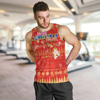 Merry Christmas Hawaii Men Tank Top Xmas Travel Map DT02 Red - Polynesian Pride