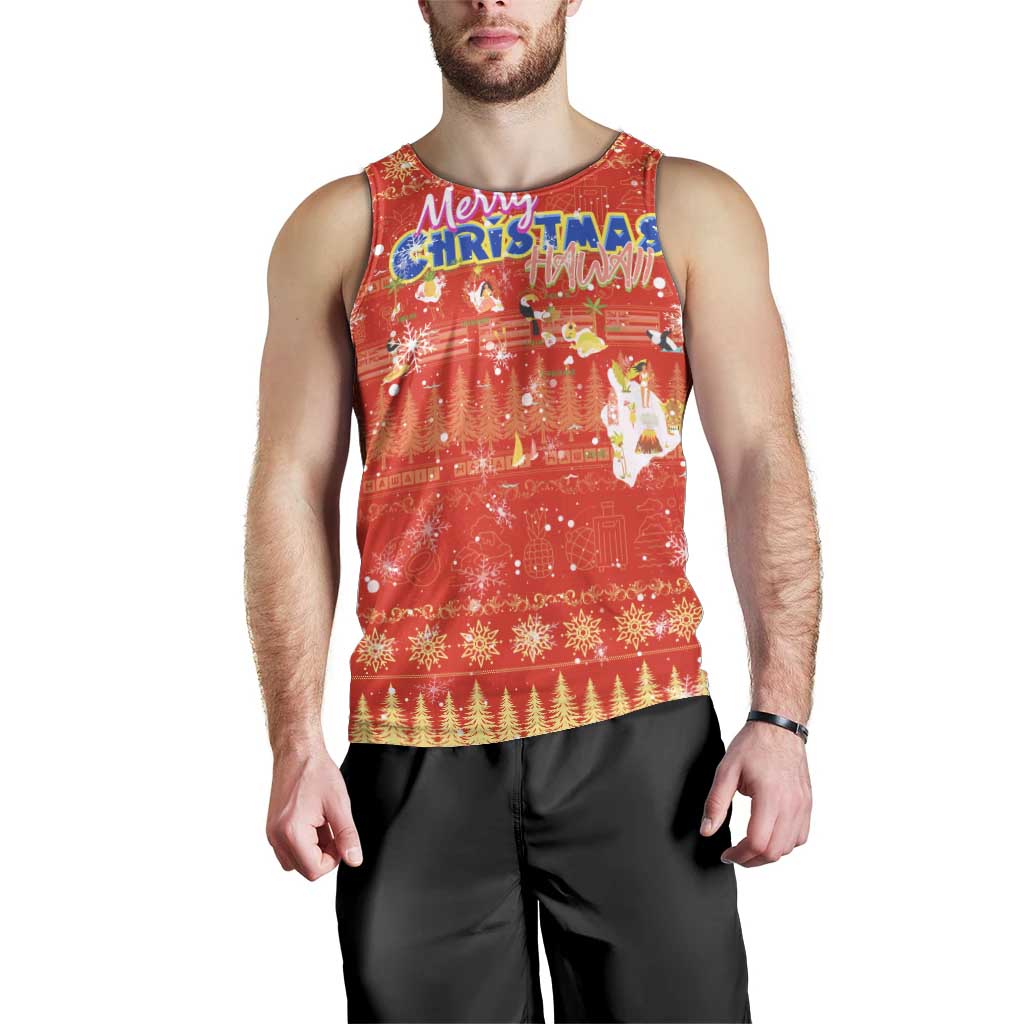 Merry Christmas Hawaii Men Tank Top Xmas Travel Map DT02 - Polynesian Pride