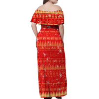 Merry Christmas Hawaii Off Shoulder Maxi Dress Xmas Travel Map DT02 - Polynesian Pride