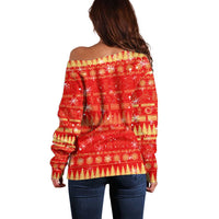 Merry Christmas Hawaii Off Shoulder Sweater Xmas Travel Map DT02 - Polynesian Pride