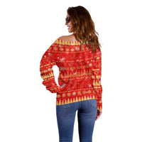 Merry Christmas Hawaii Off Shoulder Sweater Xmas Travel Map DT02 - Polynesian Pride