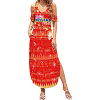 Merry Christmas Hawaii Summer Maxi Dress Xmas Travel Map DT02 Women Red - Polynesian Pride