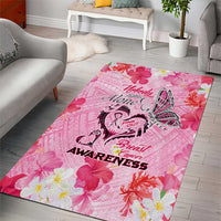 Butterfly Polynesia Breast Cancer Area Rug Nobody Fights Alone Pink Out Tropical Hibiscus DT02 - Polynesian Pride