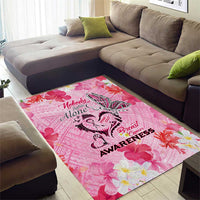 Butterfly Polynesia Breast Cancer Area Rug Nobody Fights Alone Pink Out Tropical Hibiscus DT02 - Polynesian Pride