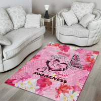 Butterfly Polynesia Breast Cancer Area Rug Nobody Fights Alone Pink Out Tropical Hibiscus DT02 - Polynesian Pride