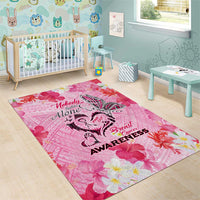 Butterfly Polynesia Breast Cancer Area Rug Nobody Fights Alone Pink Out Tropical Hibiscus DT02 - Polynesian Pride